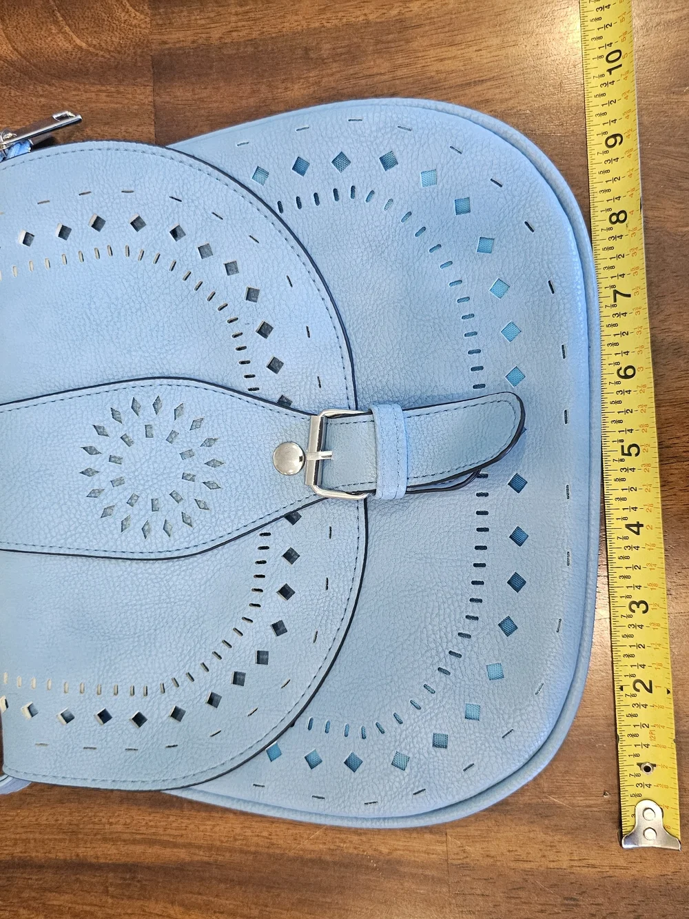 Gold Coast Light Baby Blue Perforated Crossbody Shoulder Bag